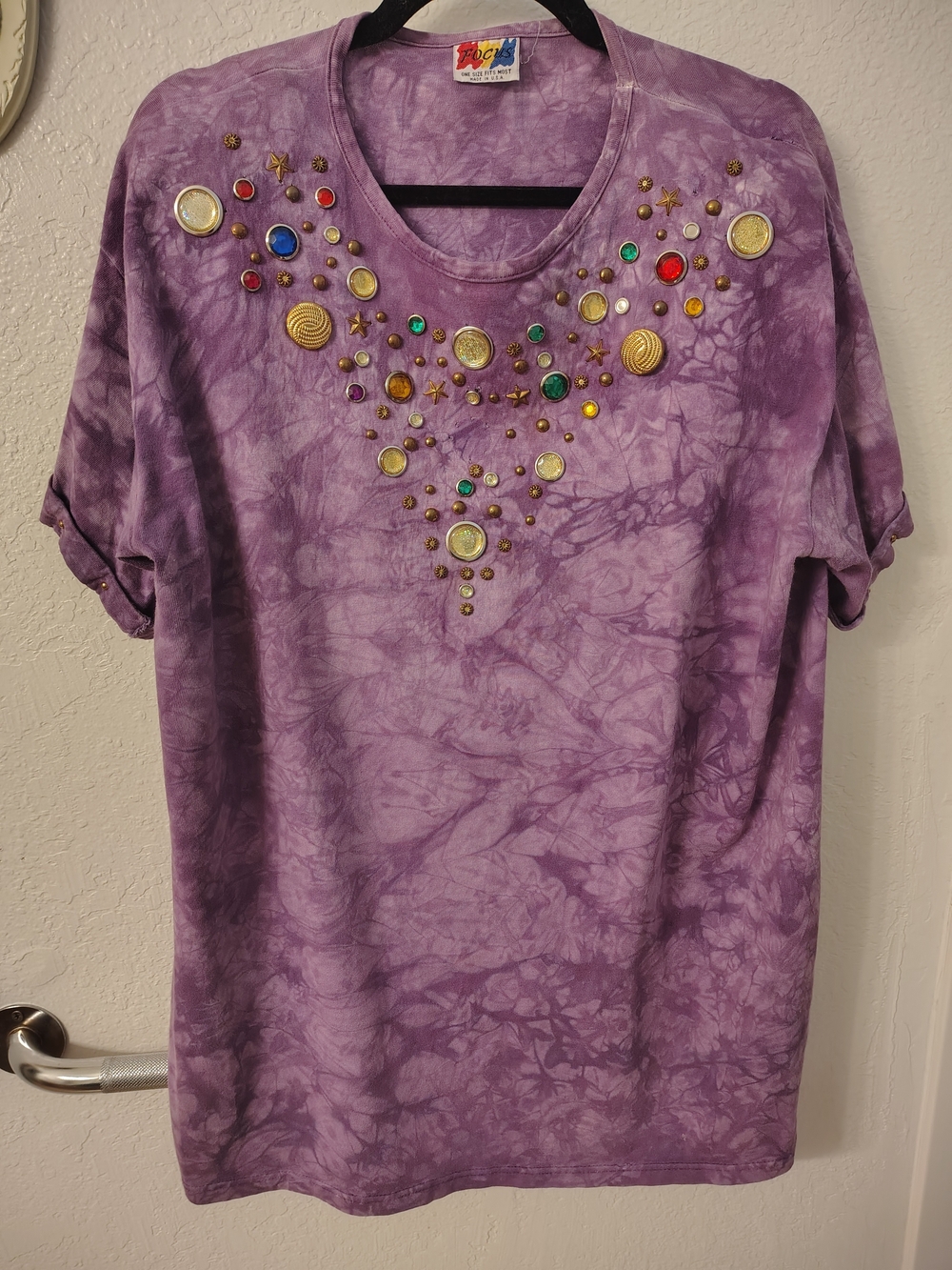 Vintage 80's Purple Embellished Tie-Dye Women's Top